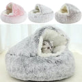 Winter Plush Cat Bed - 2-in-1 Warm Cushion & Sleep Nest