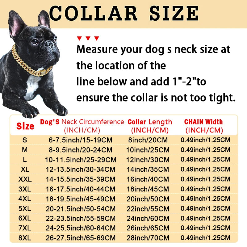 Diamond Cuban Dog Collar - Secure & Stylish Pet Accessory