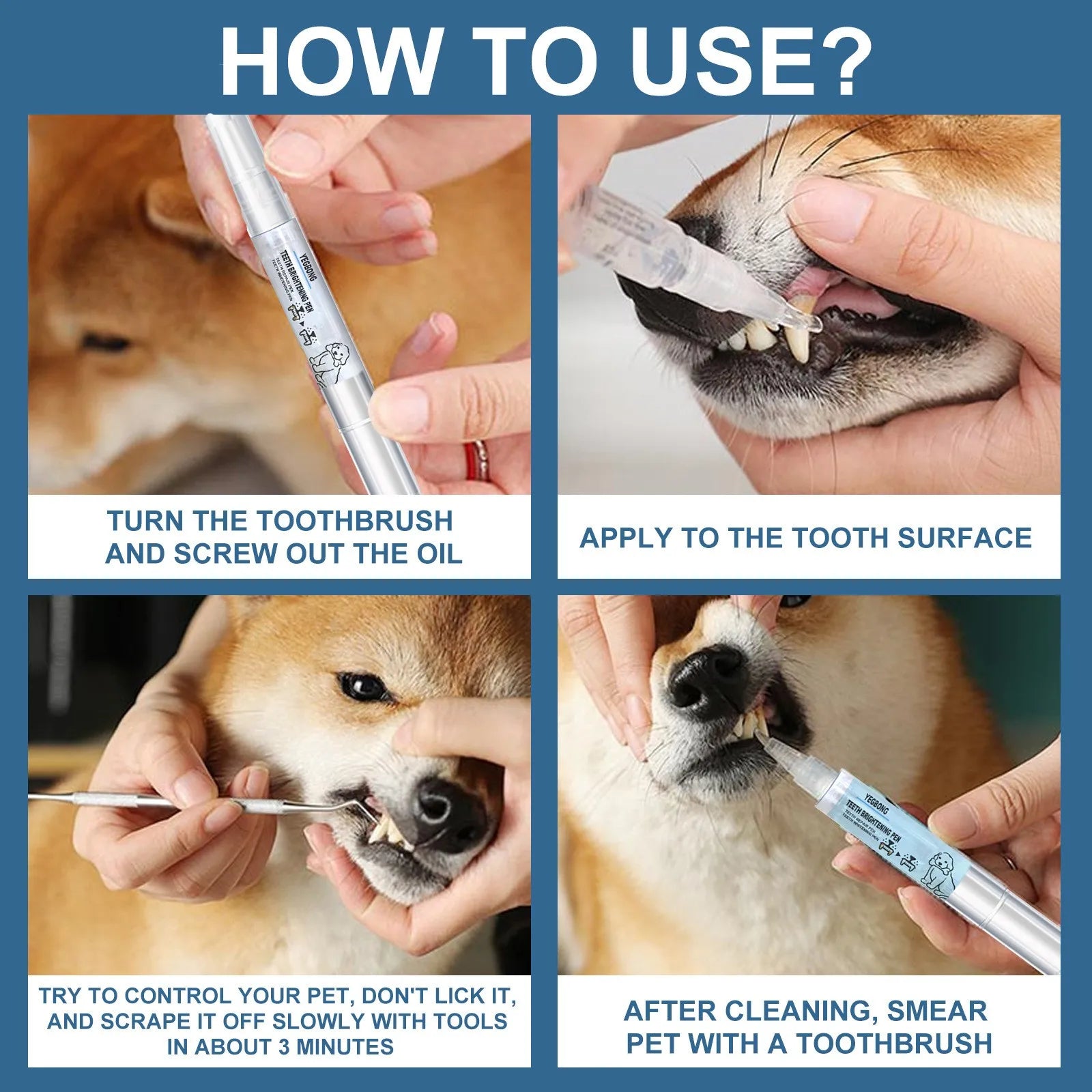 Pet Teeth Cleaning Kit - Tartar Remover & Toothbrush Set